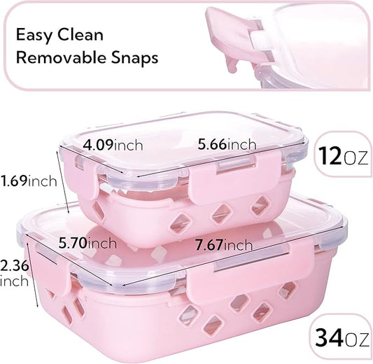 10 Pack Glass Meal Prep Containers with Removable Silicone Sleeves,Food Storage Container Set with Airtight Lids (34oz+12oz)