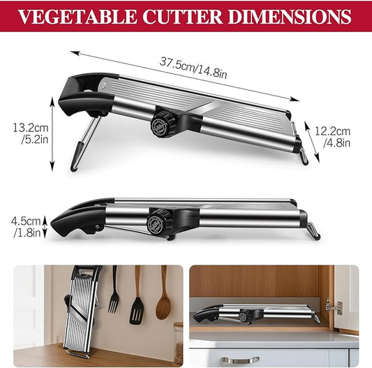 Masthome Mandoline Food Slicer Adjustable Thickness for Cheese Fruits Vegetables Stainless Steel Food Cutter Slicer Dicer with Extra Brush and Blade Guard for Kitchen