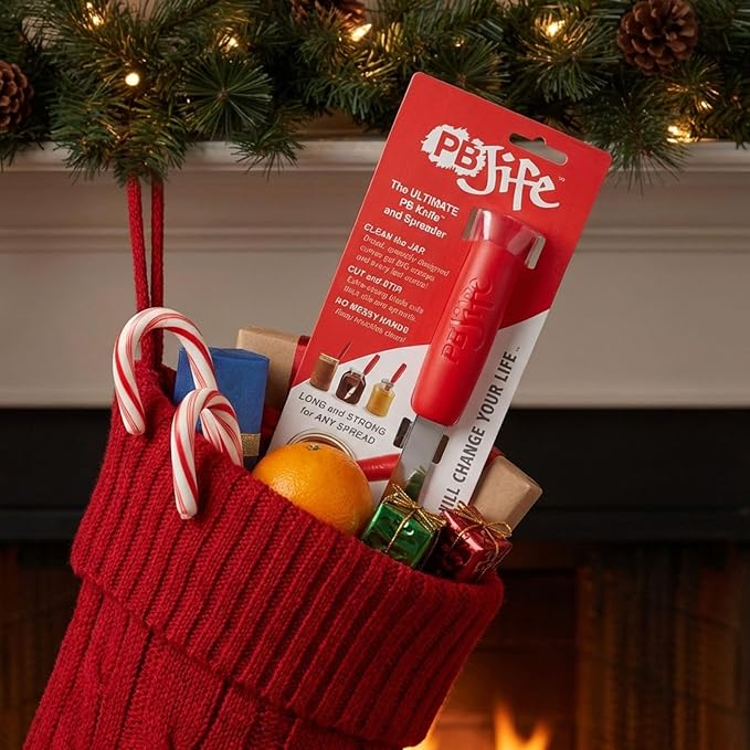 PB-JIFE! The Ultimate PB knife. Stir, scrape, and clean the BIG Jars (Red, 12)