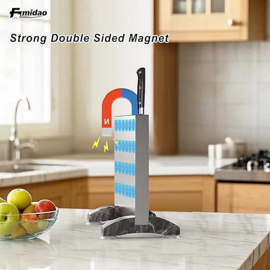 Magnetic Knife Holder Block,Double Sided Magnetic Knife stand for kitchen Counter,Stainless Steel Magnet Knife Rack Strip