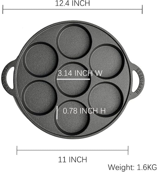 Cast Iron Biscuit Pan, Cake Muffin Pan (11 inch 7 Cup)