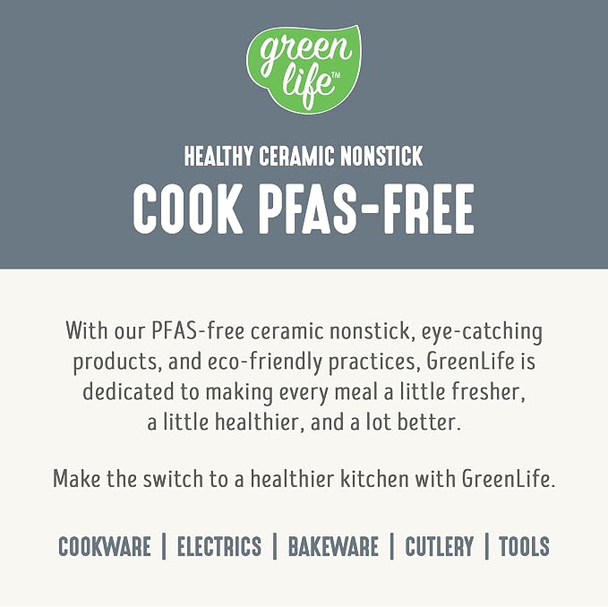 GreenLife 6QT Slow Cooker, Non-Toxic PFAS-Free Ceramic Nonstick Removable Interior Bowl, Programmable, Family Friendly, Keep Warm, Stovetop & Oven Safe, Dishwasher Safe Crock, Timer, Glass Lid, Gray