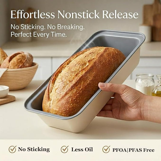 13x4 Inch Loaf Pan 3-Pack, Nonstick Carbon Steel Bread Pan for Even Baking, Long Baking Pan for Homemade Sourdough, Banana Bread & Meatloaf โ Rust-Resistant, Warp-Resistant, Easy Release