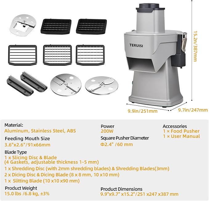 4-In-1 Electric Vegetable Chopper, 200W Vegetable Slicer Food Processor, Veggie Food Cutter With Slicing Shredding Dicing And Striping Function For Commercial Home Use