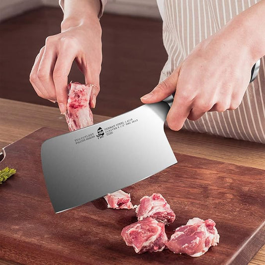 TUO Cleaver Knife, 6.5 inch Butcher Knife for Chopping Meat & Vegetable, High Carbon Steel Chinese Cleaver with Ergonomic Handle - FALCON SERIES