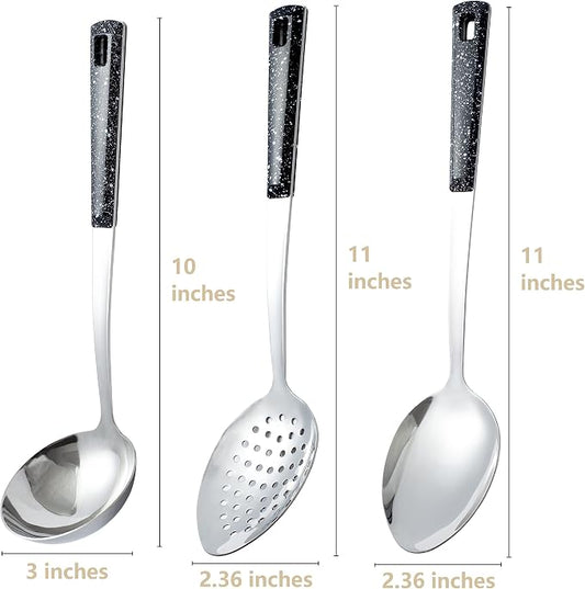 Stainless Steel Serving Spoons Set with Slotted Spoon, Serving Spoon and Perforated Spoons, soup ladle,kitchen cooking utensils set