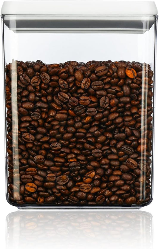 Food Airtight Containers storage with Lids 3 Pack (1800ml + 1200ml + 500ml) One Button Open/POP UP/Kitchen Storage Organization for Coffee Tea Brown Sugar Cereals