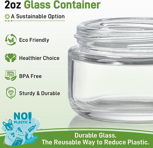 NETANY 2oz Glass Salad Dressing Containers, 6-Pack Small Sauce Containers with Lids and Mini Condiment Cups Containers,To Go Glass Jars for Meal Prep Lunch box