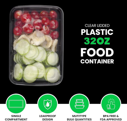 WGCC Meal Prep Containers, 10 Pack 32OZ Food Storage Containers with Lids, Extra-thick To Go Containers, Reusable Bento Lunch Box, BPA-Free, Microwave/Dishwasher/Freezer Safe