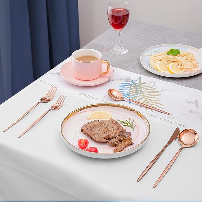 20 Piece Copper Silverware Set,Stainless Steel Flatware Cutlery Set Service for 4 Including Forks Spoons Knives,Kitchen Utensil Set,Tableware for Home and Restaurant, Dishwasher Safe