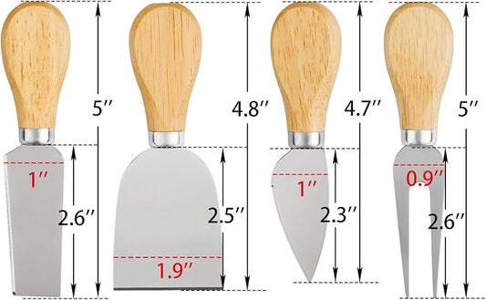 Cheese Knives Set of 8-2 Cheese Knife, 2 Cheese Fork, 2 Cheese Slicer, 2 Butter Knife – Premium Mini Stainless Steel Cheese Knives - Cheese Knife Set for Charcuterie Board