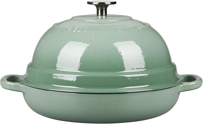 EDGING CASTING Enameled Cast Iron Dutch Oven Pot with Lid, Round Bread Oven for Homemade Sourdough Bread Baking, 6 Quart, Sage Green