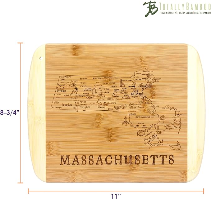 Totally Bamboo A Slice of Life Massachusetts State Serving and Cutting Board, 11" x 8.75"
