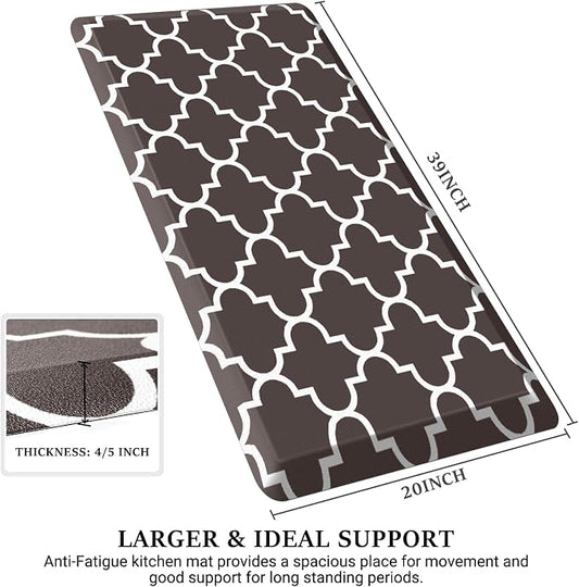 WISELIFE Anti Fatigue Floor Mat - 4/5 Inch Thick Kitchen Mat Non Slip Waterproof Heavy Duty Ergonomic Comfort Mat Durable for Home, Office, Sink, Laundry,(20" x 39", Chocolate)