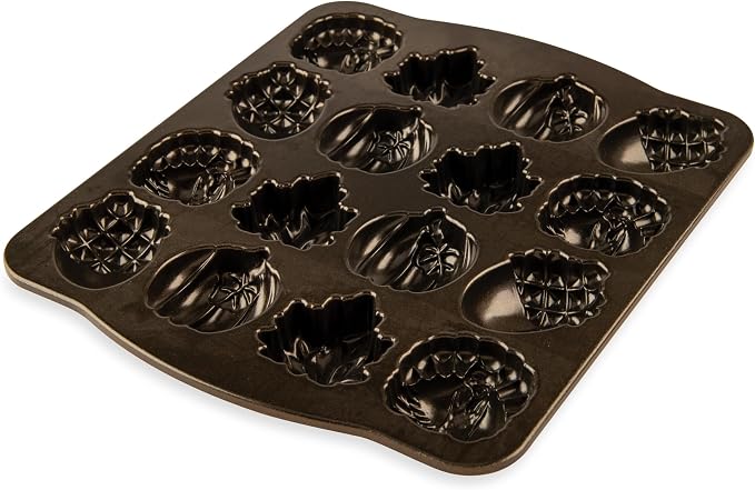 Nordic Ware Autumn Cakelet Pan, 3-Cup, Bronze