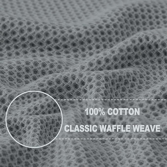 Homaxy 100% Cotton Waffle Weave Kitchen Dish Towels, Ultra Soft Absorbent Quick Drying Cleaning Towel, 13 x 28 Inches, 18-Pack, Grey