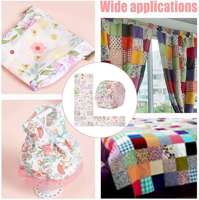 NBEADS 40Pcs Fabric Jelly Rolls, 100% Cotton Quilting Fabric 39x2.6 Inch Flower Pattern Fabrics Strips Precuts Quilt Strips for Blanket Upholstery Home Decor and Purse Making, Pink