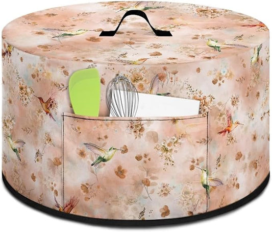 Pink Floral Hummingbird Slow Cooker Dust Cover Compatible with 6-8 qt Crock for Pot Oval Slow Cooker Cover Small Kitchen Appliance Decor
