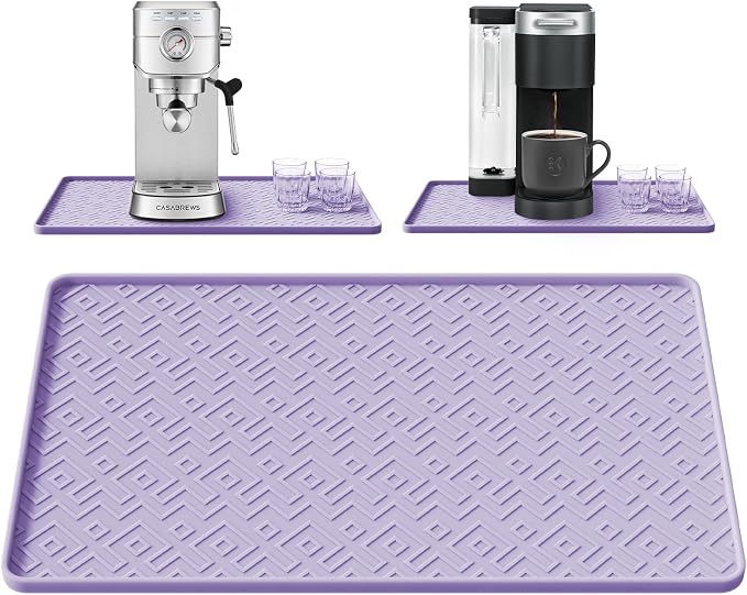 Silicone Coffee Mat 19" x 12", Waterproof Coffee Bar Mat, Spill-Proof Coffee Maker Mat for Kitchen Counter, Non-Slip Coffee Machine Mat, Durable Counter Protector