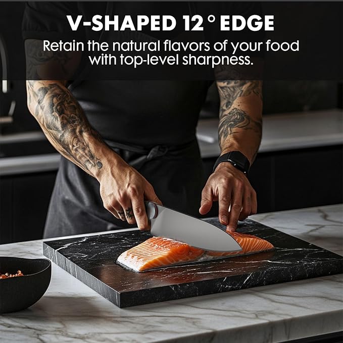 Japanese Chef Knife 8 Inch: ZDF-905 Powder Steel, Ultra Sharp Kitchen Knife, Full Tang Professional Chef Knife with Interchangeable Aluminum Handle, Purism Series