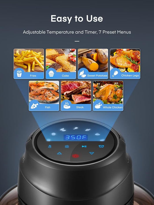 Air Fryer Lid for Instant Pot 6Qt/8Qt, 7 in 1 with LED Touchscreen, Turn Your Pressure Cooker Into in Seconds, Air Fryer Accessories and Recipe Cookbook Included