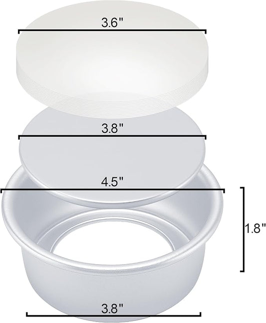 AWTBDP 4 Inch Round Cake Pan Set of 8, Nonstick Aluminum Baking Pans with 100 Sheets Parchment Paper, Easy Pop Out Removable Bottom Cake Pans for Mini Cheesecakes, Dessert, Pizzas and Quiches