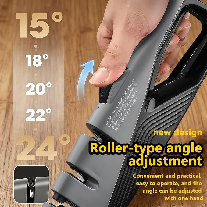 Knife Sharpener, 5 Adjustable Angle, 3 in 1 Professional Chef's Kitchen Knife Accessories, Kitchen Blade & Scissors Sharpening Tool, Versatile Manual Knife Sharpener, Easy to Use, for Kitchen Knife