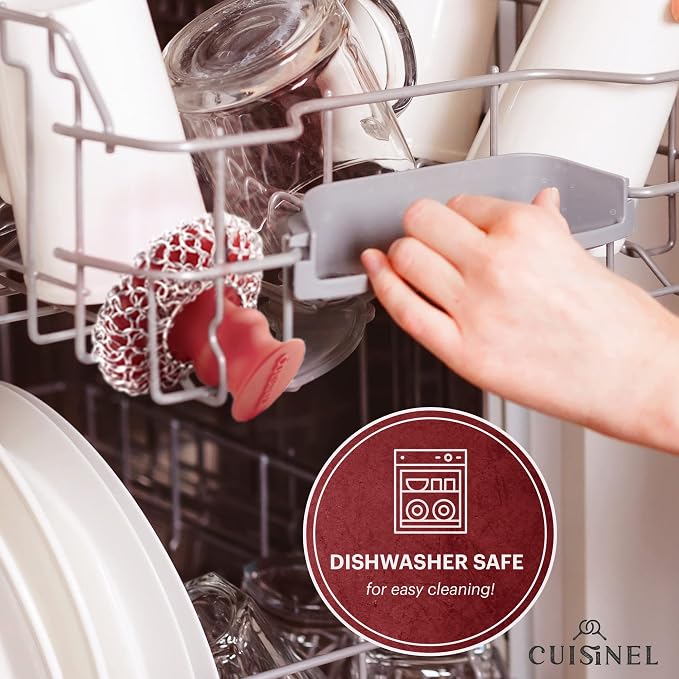 Cuisinel CAST IRON CHAINMAIL SCRUBBER AND PAN SCRAPER - DELUXE ERGONOMIC STAINLESS