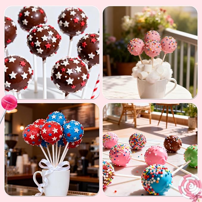 605-Piece Cake Pop Kit with Cake Pop Sticks and Wrappers, Treat Bags, Decorating Pen, Meat Baller & Display Stand - Complete Baking Set for Family Kitchen & Home Baking Enthusiasts Creating Candies