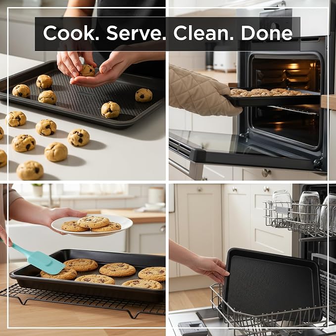 Wrenbury Quarter Sheet Pan - Carbon Steel Non-Stick ¼ Cake Baking Tray - Non Toxic Cookie Pan for Traybake - 13” x 9”