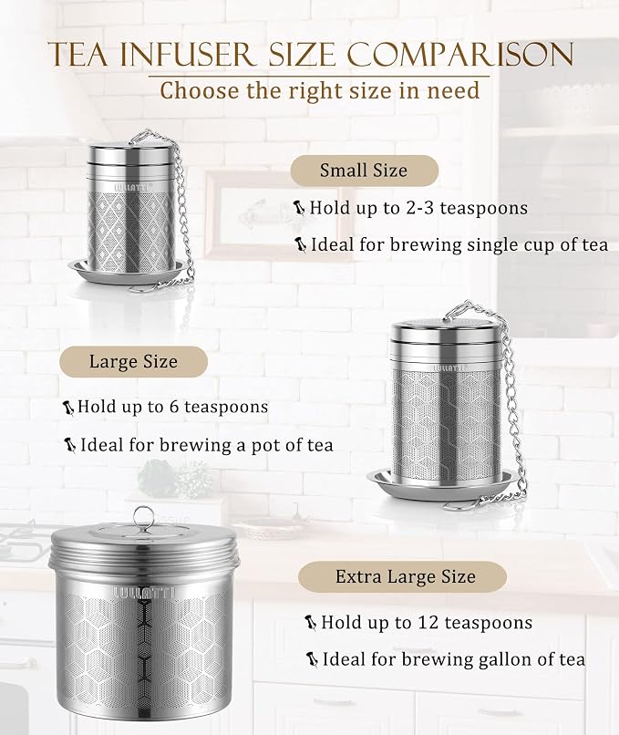Large Tea Infuser for Loose Tea(2 Pack), 304 Stainless Steel Tea Ball Strainer, Extra Fine Mesh Tea Steeper for Brewing All Kind of Tea, Fits for Most Teapot, Cups or Mugs
