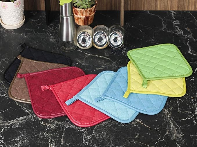 Pot Holders Cotton Made Machine Washable Heat Resistant Potholder, Pot Holder, Hot Pads, Trivet for Cooking and Baking (5, Dark Grey)