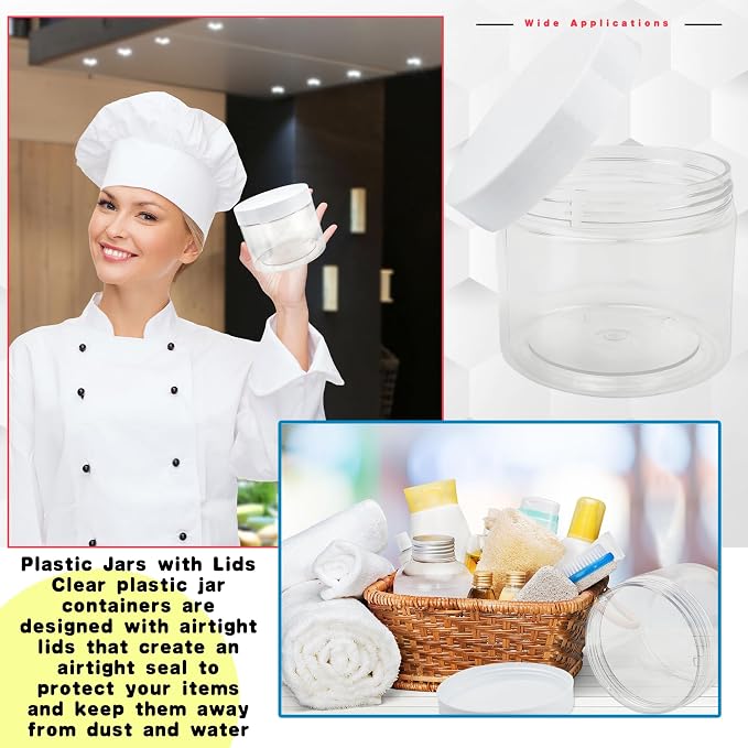 30 Pcs 10 oz Plastic Jars with Lids Clear Food Storage Containers Empty Cosmetics Containers Craft Storage Favor Jars for Kitchen Storage Spices Dry Food Body Butter Making