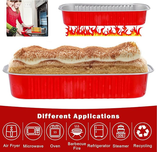 200Pack Disposable Aluminum Pans Valentines Mini Cake Containers with Lids and Spoons and Stickers, 6.8Oz Loaf Pans for Baking Bread, Dessert Cups with Lids for Party, Picnics, Celebration