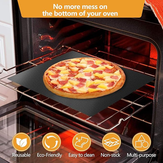 UBeesize 4 Pack XL Thickened Oven Liners for Bottom of Oven, Reusable 17x25 Inch Heavy Duty Non Stick Teflon Oven Mats BPA & PFOA Free, Fit Electric Gas Toaster Convection Microwave Ovens Grills