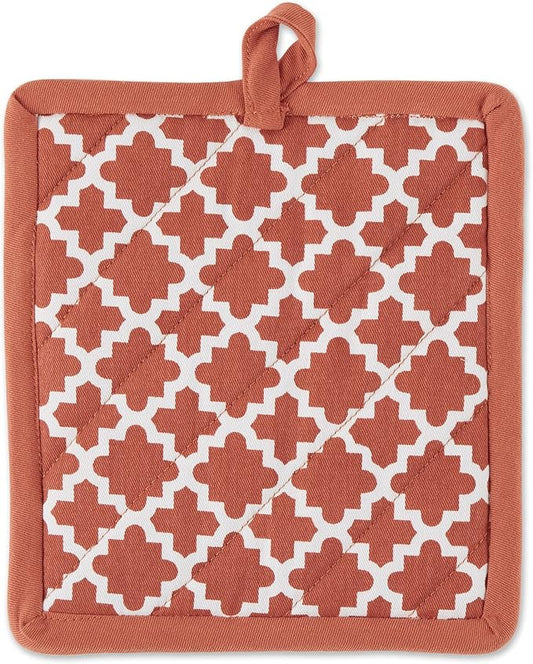 DII Lattice Basics Collection Kitchen Essentials, Oven Mitt & Potholder Set, Vintage Red, 2, Piece