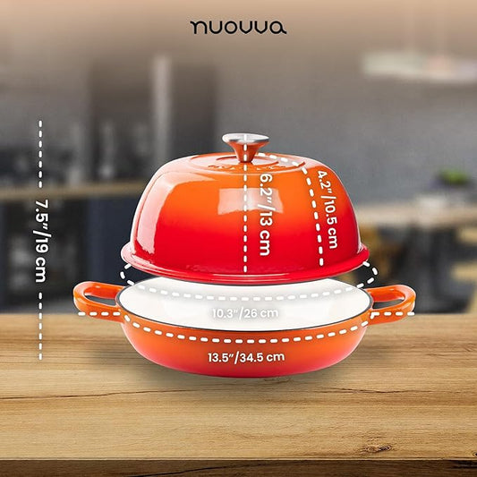 Enamelled Cast Iron Dutch Oven Pot – Dutch Oven For Sourdough Bread Baking – Cast Iron Bread Pot – Orange, 6 Quarts, 26cm – by Nuovva