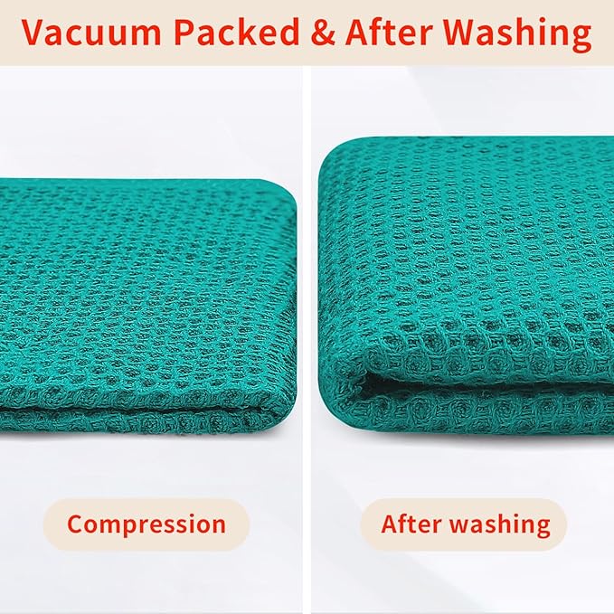 Homaxy 100% Cotton Waffle Weave Kitchen Dish Cloths, Ultra Soft Absorbent Quick Drying Dish Towels, 12 x 12 Inches, 18-Pack, Teal