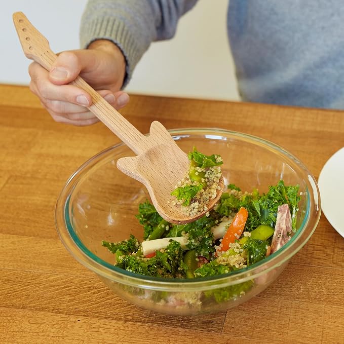 Kikkerland Novelty Guitar Wooden Spoon for Kitchen – Beechwood, Heat Resistant, Use with Non-Stick Cookware – Unique Gift for Music Lovers and Cooking Enthusiasts