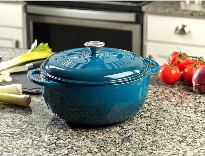 Mercer Culinary Enameled Cast Iron Round Dutch Oven, 6 qt., Turquoise