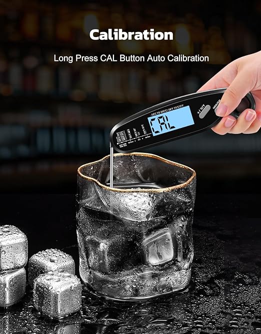 Instant Read Meat Thermometer Digital with Dual Probe, Food Thermometer for Cooking & Grilling, Large Backlit & Calibration, Grill Thermometer for Outside/Kitchen/Oven/Smoker/BBQ/Baking, Black