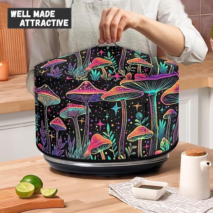Mushroom Pattern Slow Cooker Cover Protection Crock Fits for Most 6-8 Quart Oval Slow Cooker Dustproof Small Appliance Accessories Decor