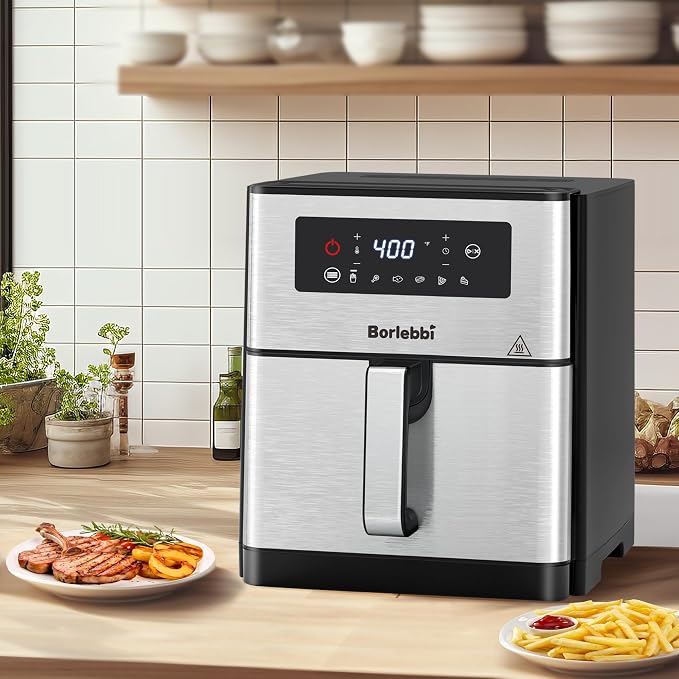 Air Fryer, 10 Quart Large Air Fryer for Families, 6 Cooking Functions AirFryer, 400°F Temp Controls in 5° Increments, Nonstick Dishwasher-Safe, 1700W, Black