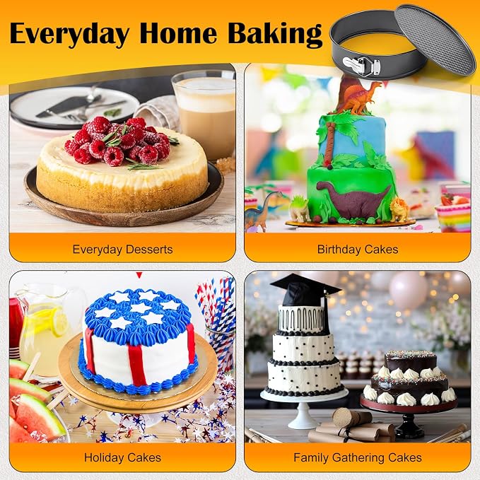 Nonstick Springform Cake Pan Set 6 Sizes (7 8 9 9.5 10 11 Inch) Leakproof Cheesecake Pans with Removable Bottom for Baking Pizza Quiche