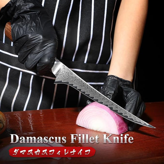 Dragon Creek Damascus Fillet Knife - Japanese Fillet Knife for Fish Vegetable Cutting Birthday Christmas Thanksgiving Gift for Mom or Dad