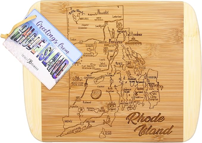 Totally Bamboo A Slice of Life Rhode Island State Serving and Cutting Board, 11" x 8.75"