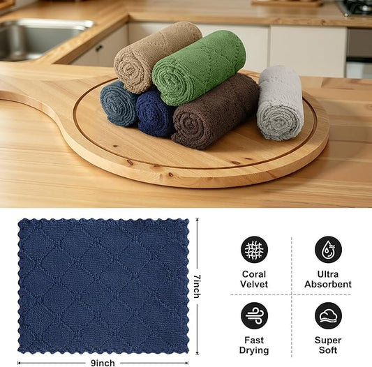 Homaxy Kitchen Cloths Dish Towels-18 Pack-7" x 9", Super Soft and Absorbent Dishcloths, Fast Drying No Lint Microfiber Cleaning Rags