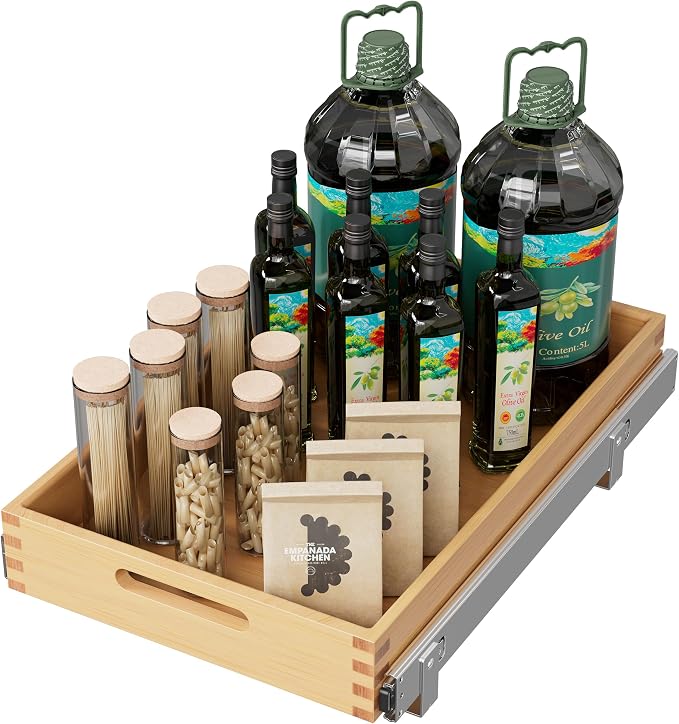 Pull Out Drawers for Cabinets 18"W x 21"D, Slide Out Wood Drawer Shelf, Heavy Duty Caddy Pull Out Cabinet Organizer, Base Cabinet Organization for Kitchen, Pantry