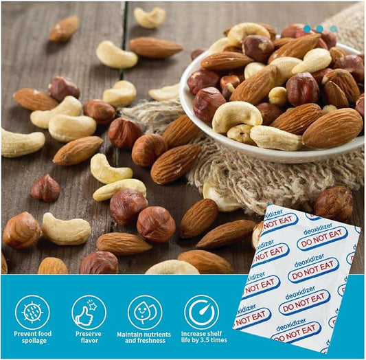 100 Packs 400CC Food Grade Oxygen Absorbers (10 Packs in Individual Vacuum Bag, 10x Packs of 10) Oxygen Absorbers for Food Storage, Oxygen Packet for Long Term Food Freshness (400CC(100-Pack)