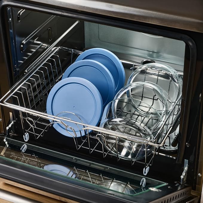 6-Piece Glass Food Storage Containers Set (3 Containers + 3 BPA-Free Lids) | 4-Cup, Leakproof | Microwave, Freezer, Oven & Dishwasher Safe | Ideal for Meal Prep & Pantry Organization, Deep Navy